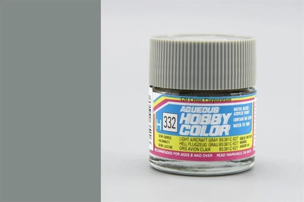 Mr.Hobby H-332 10 ml. Light Aircraft Gray BS381C/627, Aqueous Serisi Model Boyası ürün görseli