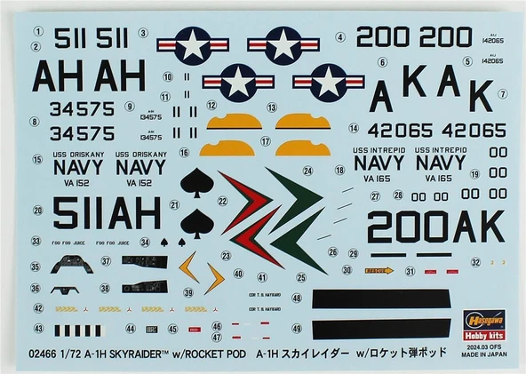 Hasegawa 2466 1/72 Ölçek, A-1H Skyraider w/ Rocket pod, (Limited Edition), Savaş Uçağı Plastik Model Kiti - 4