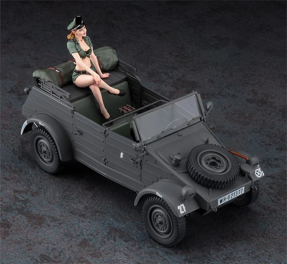 Hasegawa SP453 52253 1/24 Ölçek, Pkw.K1 Kübelwagen Type 82 w/Blond Girl's Figure, Plastik Model Kiti - Resim 3