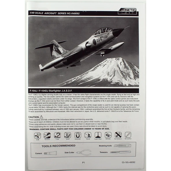 Kinetic K48092 1/48 Ölçek, F-104J, F104DJ Starfighter J.A.S.D.F. (2 in 1) Savaş Uçağı, Plastik Model kiti - Resim 4