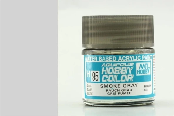 Mr.Hobby H-095 10 ml. Smoke Gray, Aqueous Serisi Model Boyası ürün görseli 1