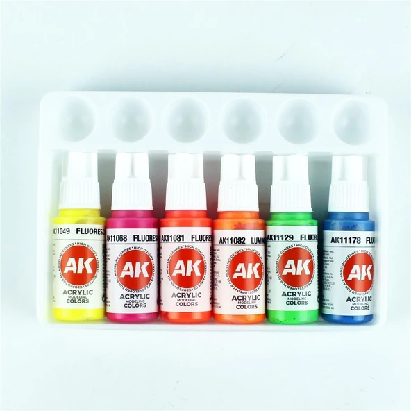 AK 11610 6x17 ml. Neon Renkleri, Akrilik Model Boyası Seti - Resim 4