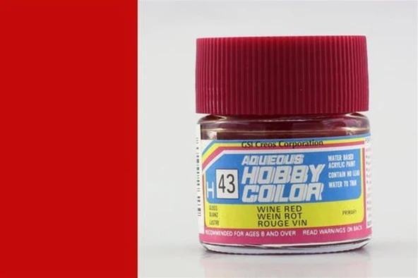 Mr.Hobby H-043 10 ml. Wine Red, Aqueous Serisi Model Boyası ürün görseli