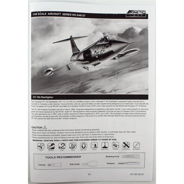 Kinetic K48127 1/48 Ölçek, CF-104 Starfighter Savaş Uçağı, Plastik Model kiti - Resim 3