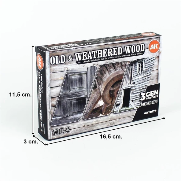 AK 11674 6x17 ml. Eski ve Yıpranmış Ahşap Renkleri-B, Akrilik Model Boyası Seti - Resim 3