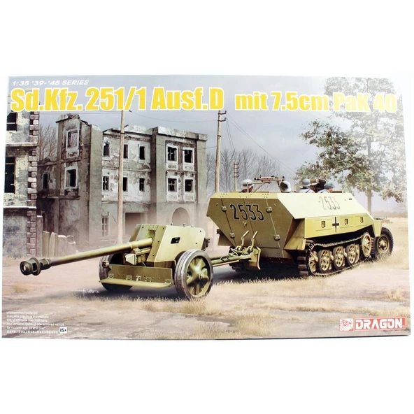 Dragon 6664 1/35 Ölçek, Sd.Kfz.251/1 Ausf.D Personel Taşıyıcı ve 7.5cm PaK 40 Çekili Topu  (2 in 1) Plastik Model Kiti ürün görseli 1
