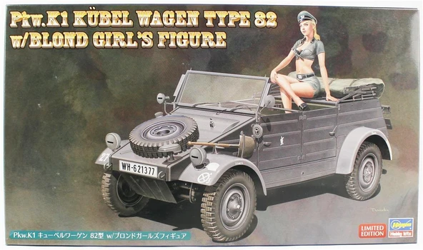 Hasegawa SP453 52253 1/24 Ölçek, Pkw.K1 Kübelwagen Type 82 w/Blond Girl's Figure, Plastik Model Kiti ürün görseli