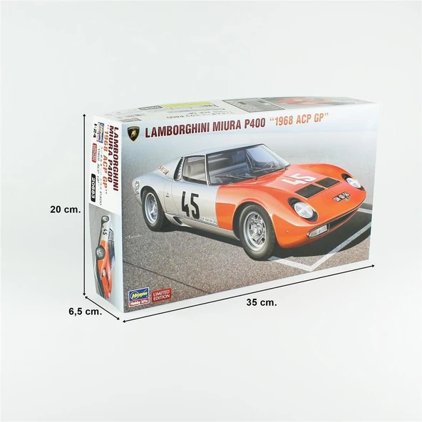Hasegawa 20683 1/24 Ölçek, Lamborghini Miura P400 1968 ACP GP, (Limited Edition) Yarış Aracı Plastik Model Kiti - Resim 5