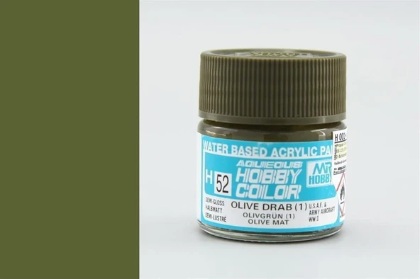 Mr.Hobby H-052 10 ml. Olive Drab (1), Aqueous Serisi Model Boyası ürün görseli 1