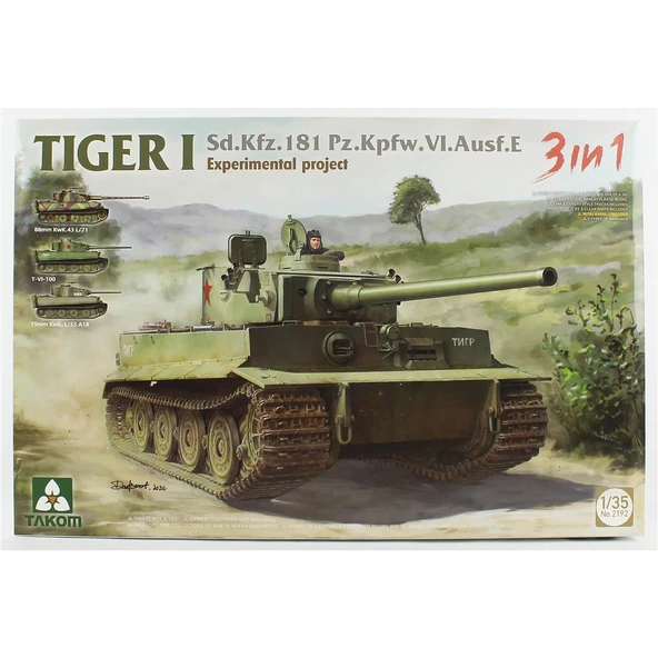 Takom 2192 1/35 Ölçek, TIGER I Sd.Kfz.181 Pz.Kpfw.VI.Ausf.E Ağır Tankı (Experimental project 3 in 1), Plastik model Kiti ürün görseli