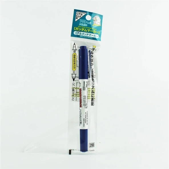 Mr.Hobby GM-403 Real Touch Blue 1, İnce ve Kalın uclu Gölgelendirme Marker Kalemi - Resim 3