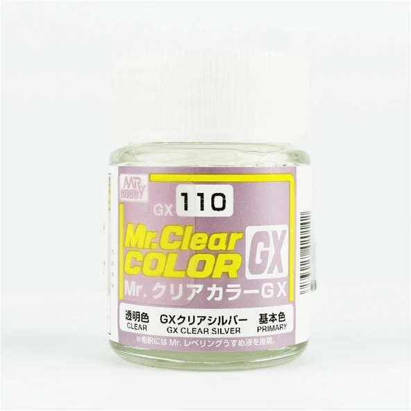 Mr.Hobby GX-110 18 ml. Clear Silver, Mr.Clear Color Serisi Model Boyası ürün görseli