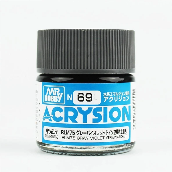 Mr.Hobby N-069 10 ml. RLM75 Gray Violet, Acrysion Serisi Model Boyası ürün görseli
