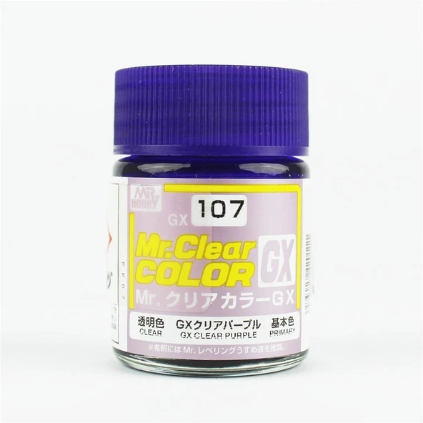 Mr.Hobby GX-107 18 ml. Clear Purple, Mr.Clear Color Serisi Model Boyası ürün görseli