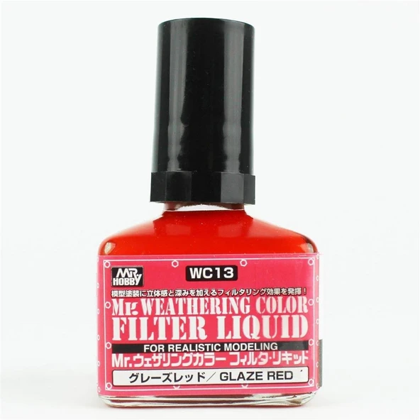 Mr.Hobby WC-13 40 ml. Filter Liquid Glaze Red, Eskitme Model Boyası ürün görseli 1