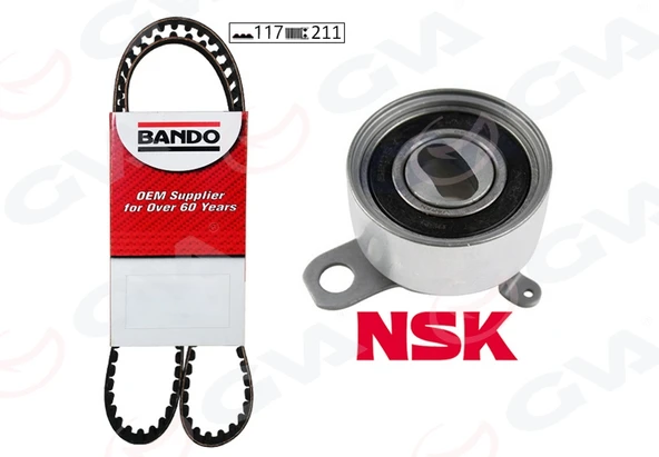 GVA 59T7120B TRİGER KAYIŞ SETİ EKSANTRİK SETİ TOYOTA COROLLA 1.6L 4A-FE enjeksiyonlu AE101 AE111 92-00 1 KAY IŞ 1 RULMAN 117x210 1356809020-1356819045-1350502030 ürün görseli 1