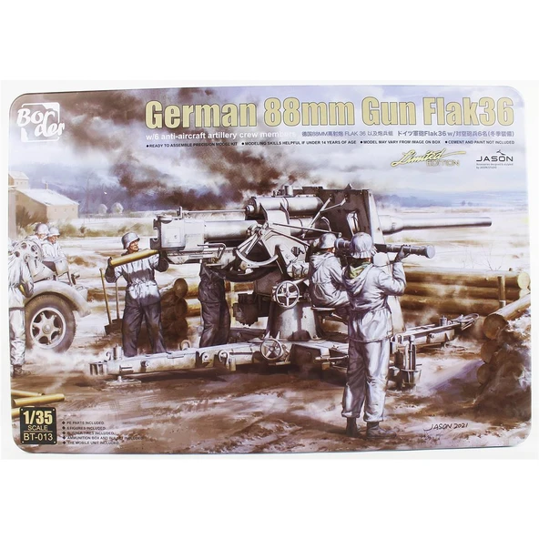 Border BT-013 1/35 Ölçek, Alman 88mm Gun Flak36 ve 6 Adet Uçaksavar Mürettebatı, Plastik Model Kiti ürün görseli