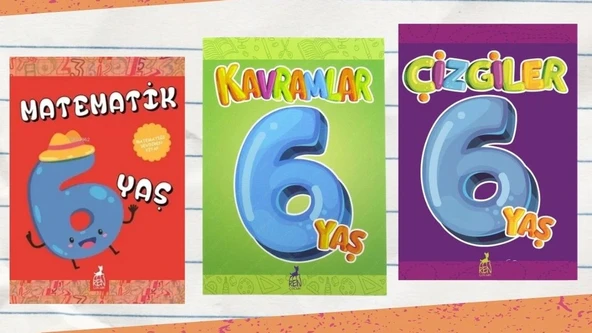 6 Yaş Çizgiler Kavramlar Matematik 3 Kitap Set Ren Çocuk