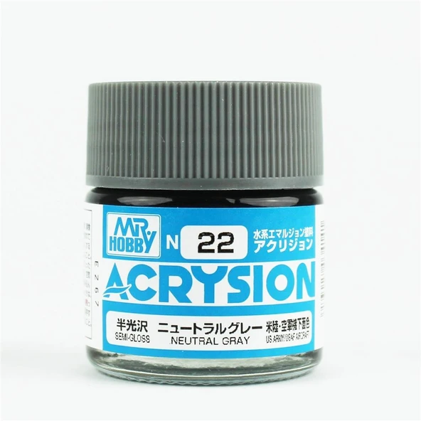 Mr.Hobby N-022 10 ml. Neutral Gray, Acrysion Serisi Model Boyası ürün görseli