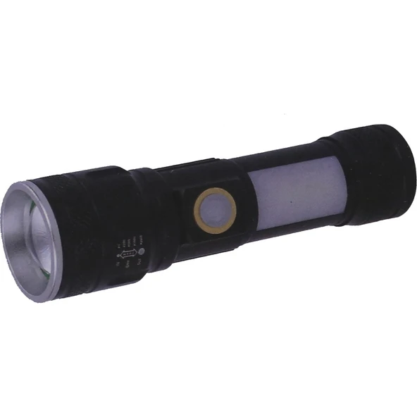 Polıce PS-357 Zoom, Yan Aydınlatma Işıklı,magnetli ve Kırmızı-Mavi Ikaz Işıklı,şarjlı El Feneri - Resim 2