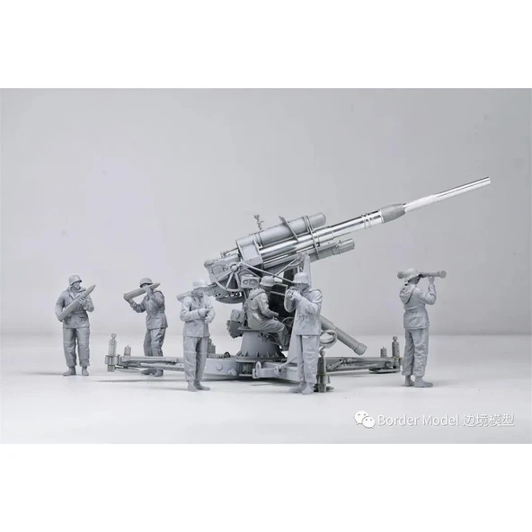 Border BT-013 1/35 Ölçek, Alman 88mm Gun Flak36 ve 6 Adet Uçaksavar Mürettebatı, Plastik Model Kiti - Resim 2