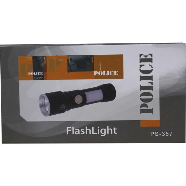 Polıce PS-357 Zoom, Yan Aydınlatma Işıklı,magnetli ve Kırmızı-Mavi Ikaz Işıklı,şarjlı El Feneri ürün görseli 1