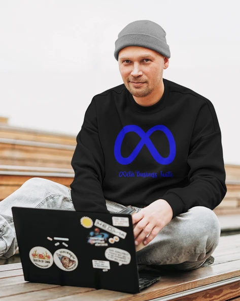 Yazılımcılara Özel Meta Baskılı, Unisex, Sıfır Yaka Regular Sweatshirt - Resim 4