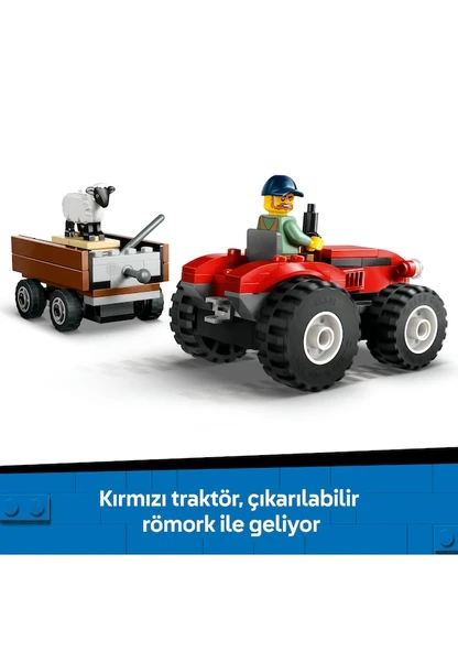 Lego City Römorklu Kırmızı Çiftlik Traktörü ve Koyun 60461 Lisanslı Ürün - Resim 3