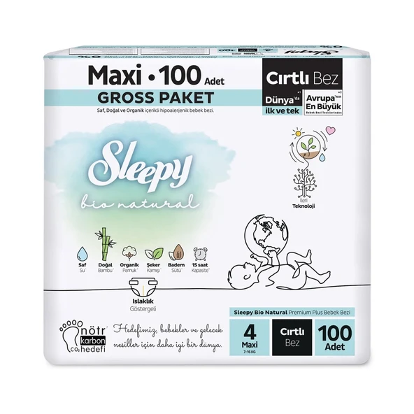 Sleepy Bio Natural Bebek Bezi Gross Paket 4 Beden 100 Adet ürün görseli