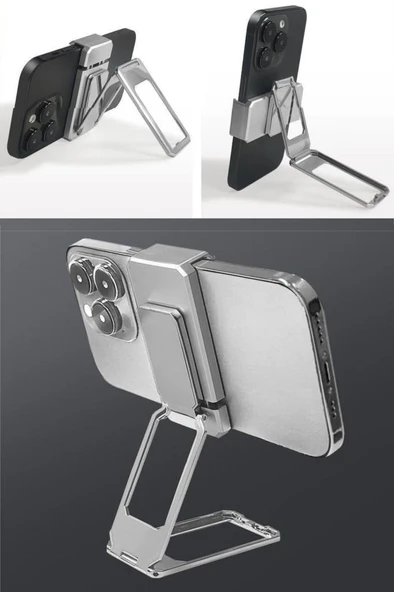 OLLEVRA 360 derece Dönen Tüm Telefon Tipleri İle Uyumlu Metal Telefon Standı Braket - Resim 7