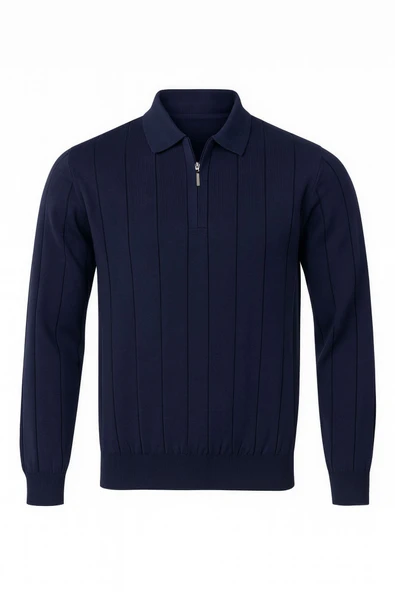 Slim Fit Polo Yaka Uzun Kol Erkek Triko - 7424 - 2