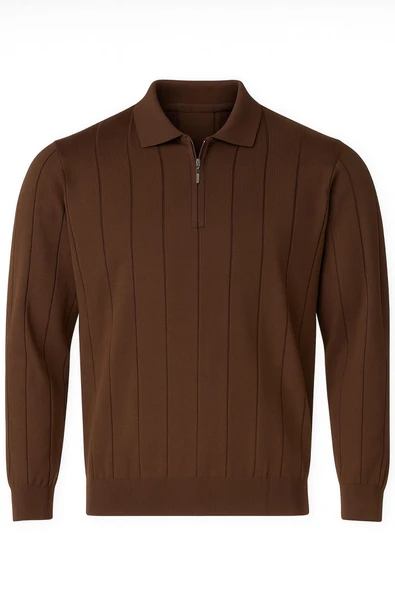 Slim Fit Polo Yaka Uzun Kol Erkek Triko - 7424 - 10