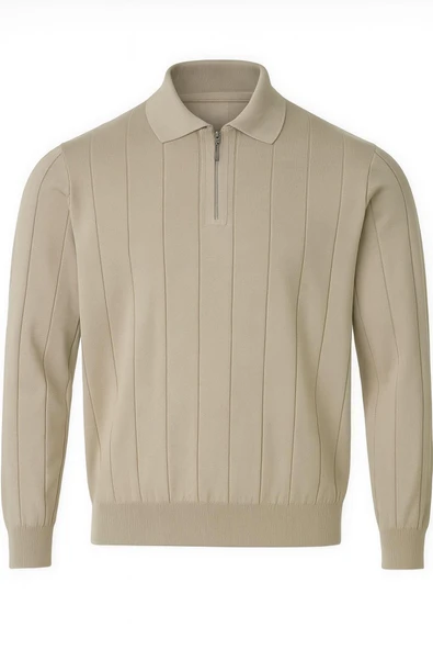 Slim Fit Polo Yaka Uzun Kol Erkek Triko - 7424 - 8