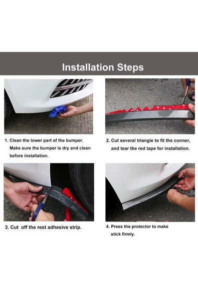 NACTUMU 2,5 Metre Mavi Araba Ön Tampon Koruyucu Kauçuk, Pratik Şerit Bant ve Döşeme Kiti - 3