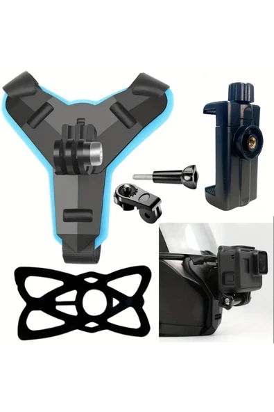 NACTUMU Motorsiklet Kaskına Takılabilen Telefon ve Aksiyon Kamerası Tutucu Aparat - 5