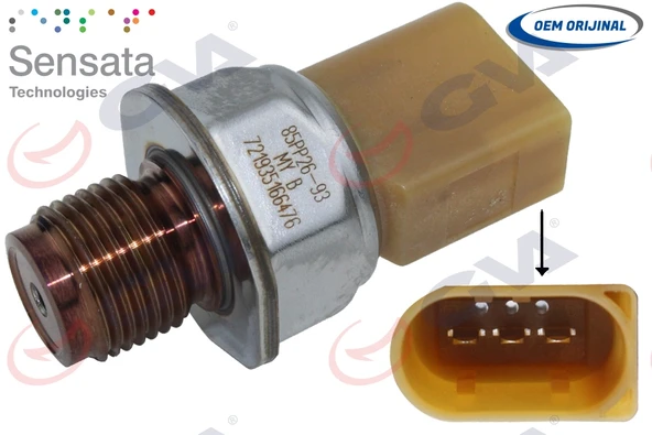 GVA 5335054 YAKIT BASINÇ SENSÖRÜ 3 FİŞ POLO-PASSAT-GOLF6-CADDY-A3 CAY-BKP-BKD 1.6/2.0TDI 03L906054A-03L906051-03L906054