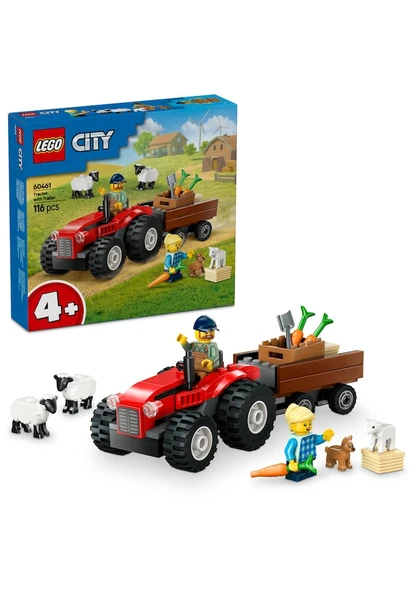 Lego City Römorklu Kırmızı Çiftlik Traktörü ve Koyun 60461 Lisanslı Ürün ürün görseli 1