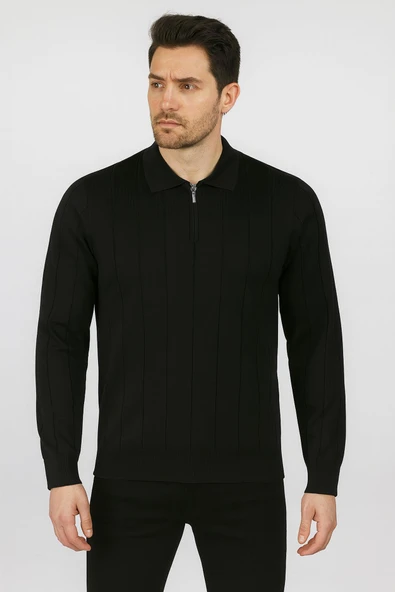 Slim Fit Polo Yaka Uzun Kol Erkek Triko - 7424 - 5