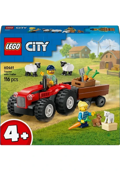 Lego City Römorklu Kırmızı Çiftlik Traktörü ve Koyun 60461 Lisanslı Ürün - Resim 6