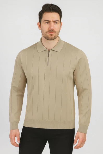 Slim Fit Polo Yaka Uzun Kol Erkek Triko - 7424 - 7