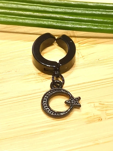 Monalisa Home Çelik Siyah Figürlü Unisex Küpe ürün görseli