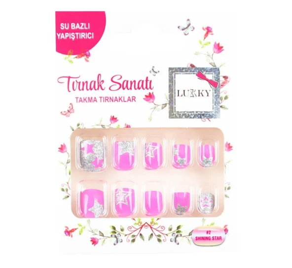 Lukky Yıldız Baskılı Yapışkanlı Takma Tırnak Seti ürün görseli