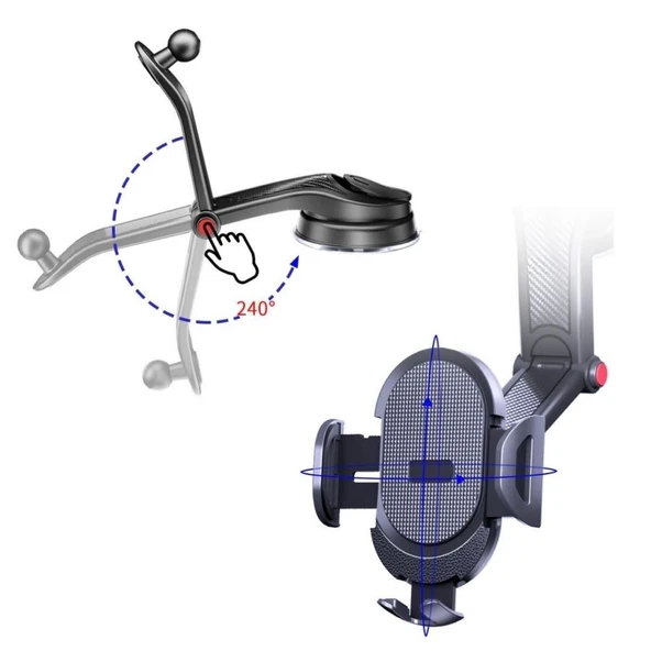 OLLEVRA Güçlü Vantuzlu Araç İçi Konsol Üstü Telefon Tutucu Aparat - Resim 5