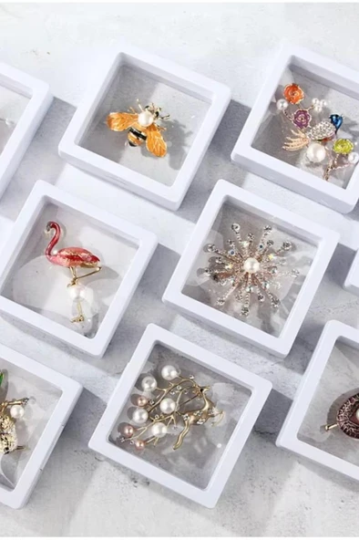 OLLEVRA 11x11cm Standlı 3D Takı Ziynet Hatıra Koleksiyon Saklama Kutusu Şeffaf Film Çerçevesi - Resim 7