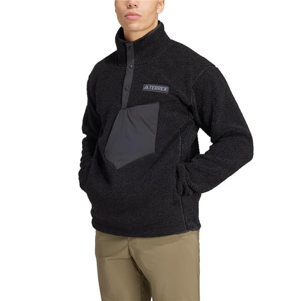 adidas  Erkek Siyah  Sweatshirt XPL PILE SNAP IW0231 - Resim 8