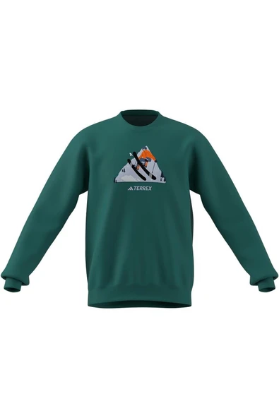 adidas  Erkek Yeşil  Sweatshirt SNOW CREW KE2319 - Resim 4