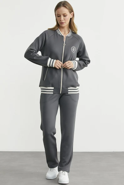 Şerit Detaylı Scuba Eşofman Takım - Antrasit - Resim 5