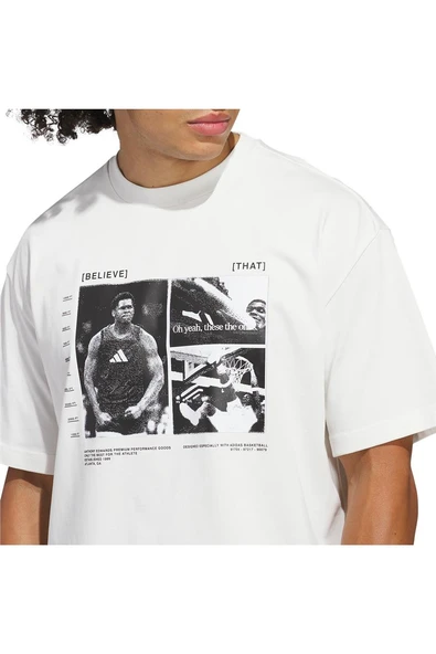adidas Erkek  Beyaz  T-shirt ANTED GFX TEE 2 JM2679 - Resim 6
