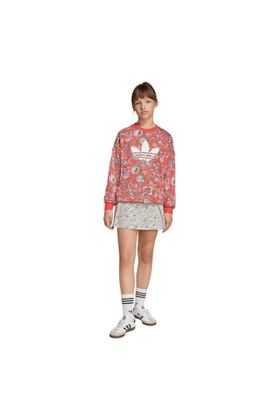 adidas Çocuk  Kırmızı  Sweatshirt CREW JV7827 - Resim 4