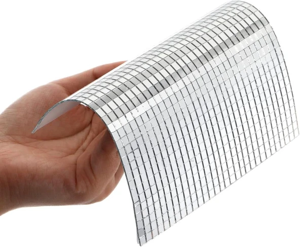 OLLEVRA Kare Silver Cam Mozaik 30x30 cm Fayans Çıkartmaları El İşi Kare Cam Fayans Kendinden Yapışkanlı Aynalı Dekor Panel ürün görseli